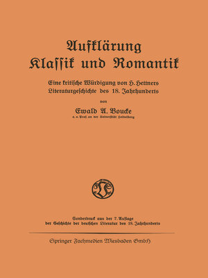 cover image of Aufklärung Klassik und Romantik